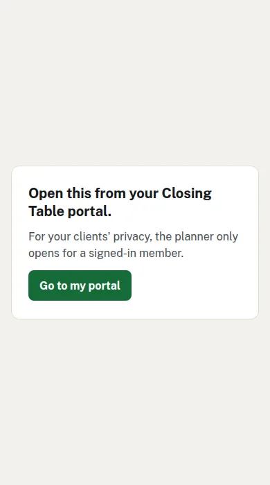 On a phone, the Planner's address without signing in: a page pointing back to the portal.