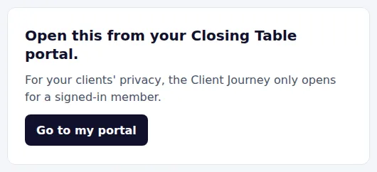 The page a copied link shows: open this from your Closing Table portal.