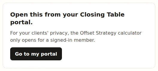 The page a copied link shows: open this from your Closing Table portal.