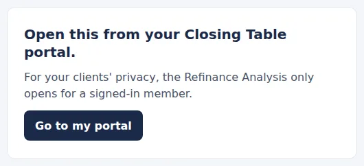 The page a copied link shows: open this from your Closing Table portal.